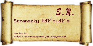 Stranszky Mátyás névjegykártya
